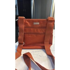 Baggallini Orange Nylon Triple Zip Crossbody Travel Bag